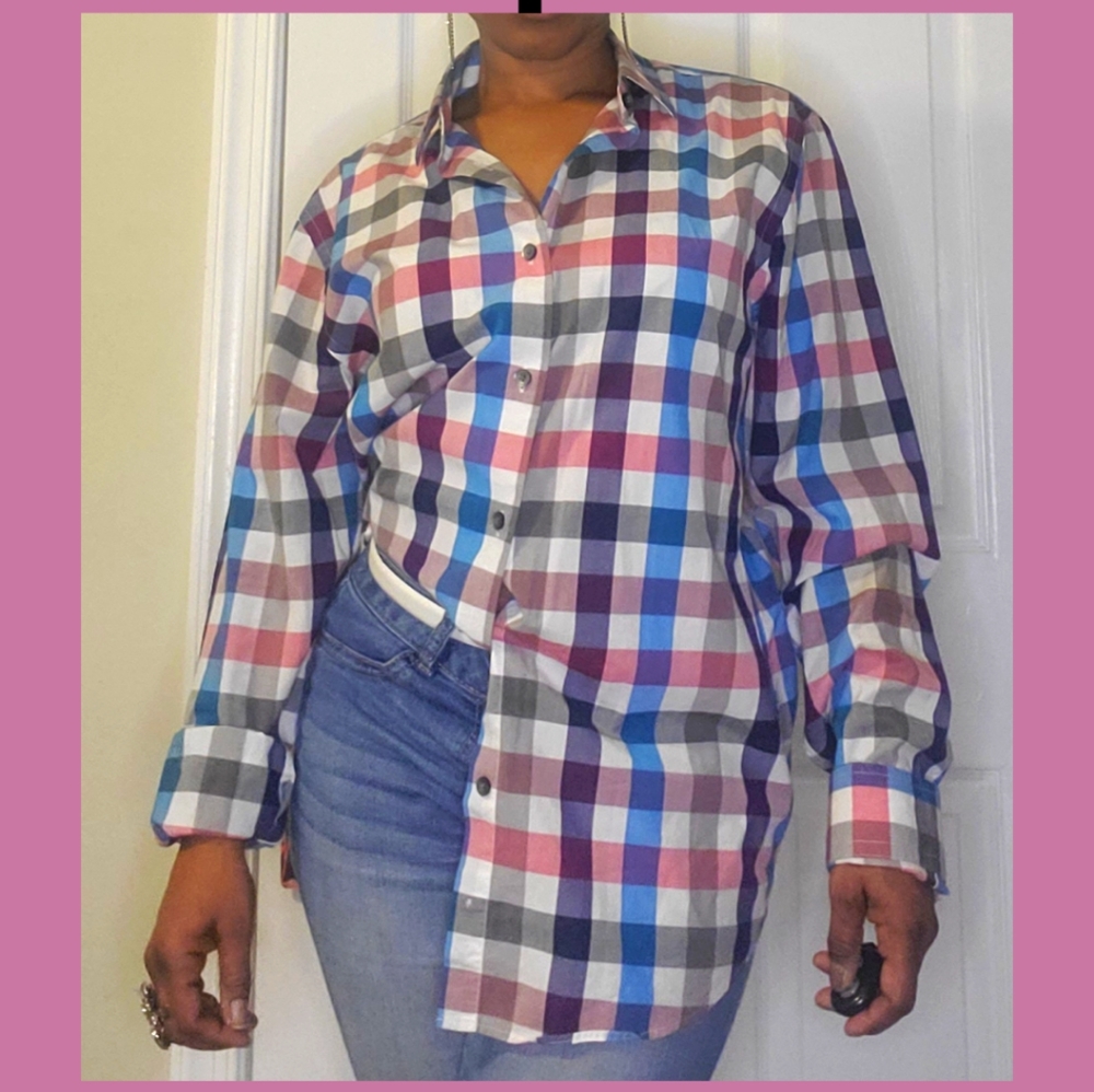 Medium Express Multi Colorbutton Down Shirt - image 2